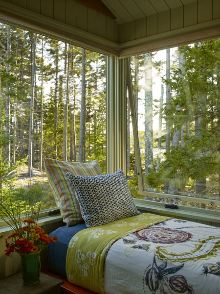 Large ribbon windows with bed and wood details