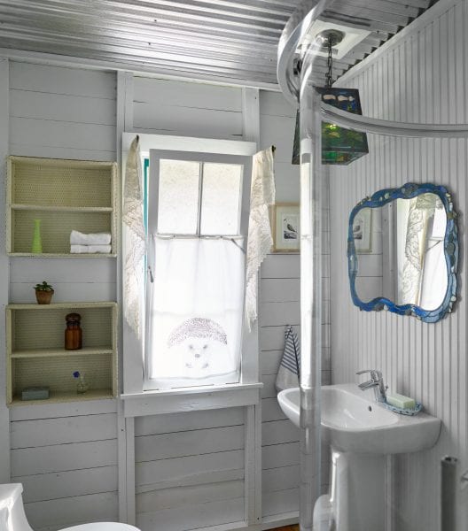 White wood panel bathroom