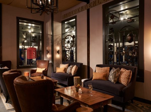 Industrial style cozy lounge area at Water Street