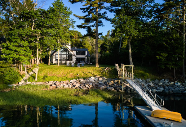 View from the water of coastal Maine home