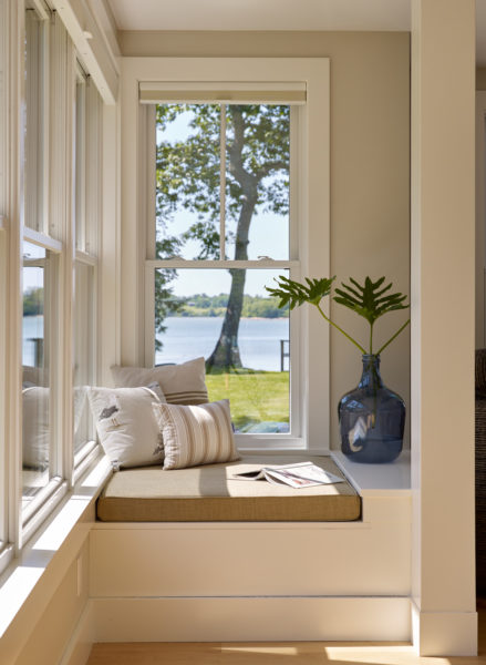 Cozy built in reading nook with ocean view