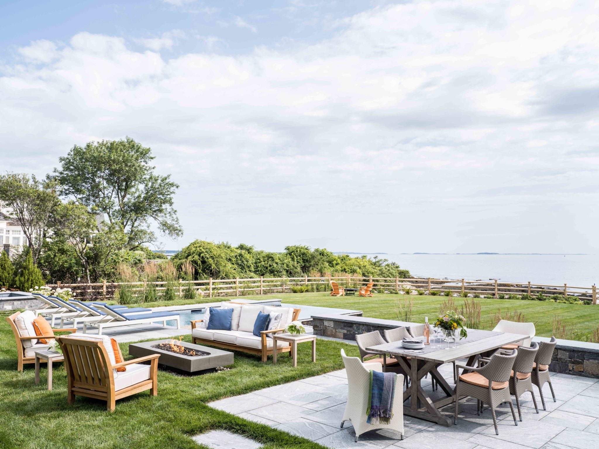 Maine coastal home view outdoor living landscape design
