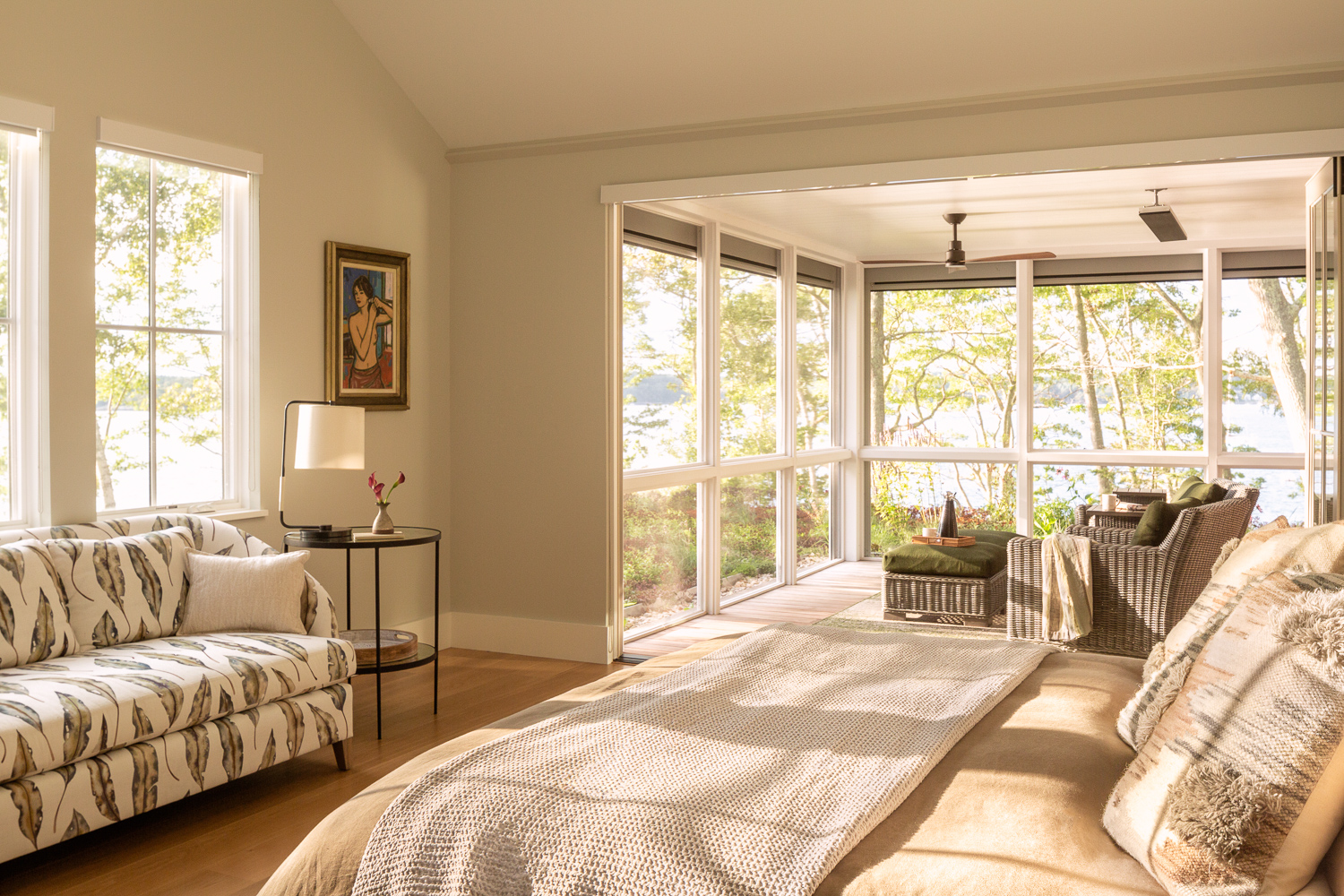Bedroom with views of coastal Maine