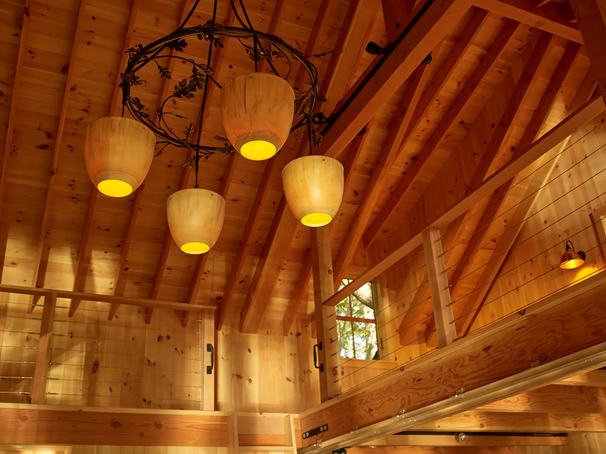 Oak inspired chandelier at Little Acorn Cottage