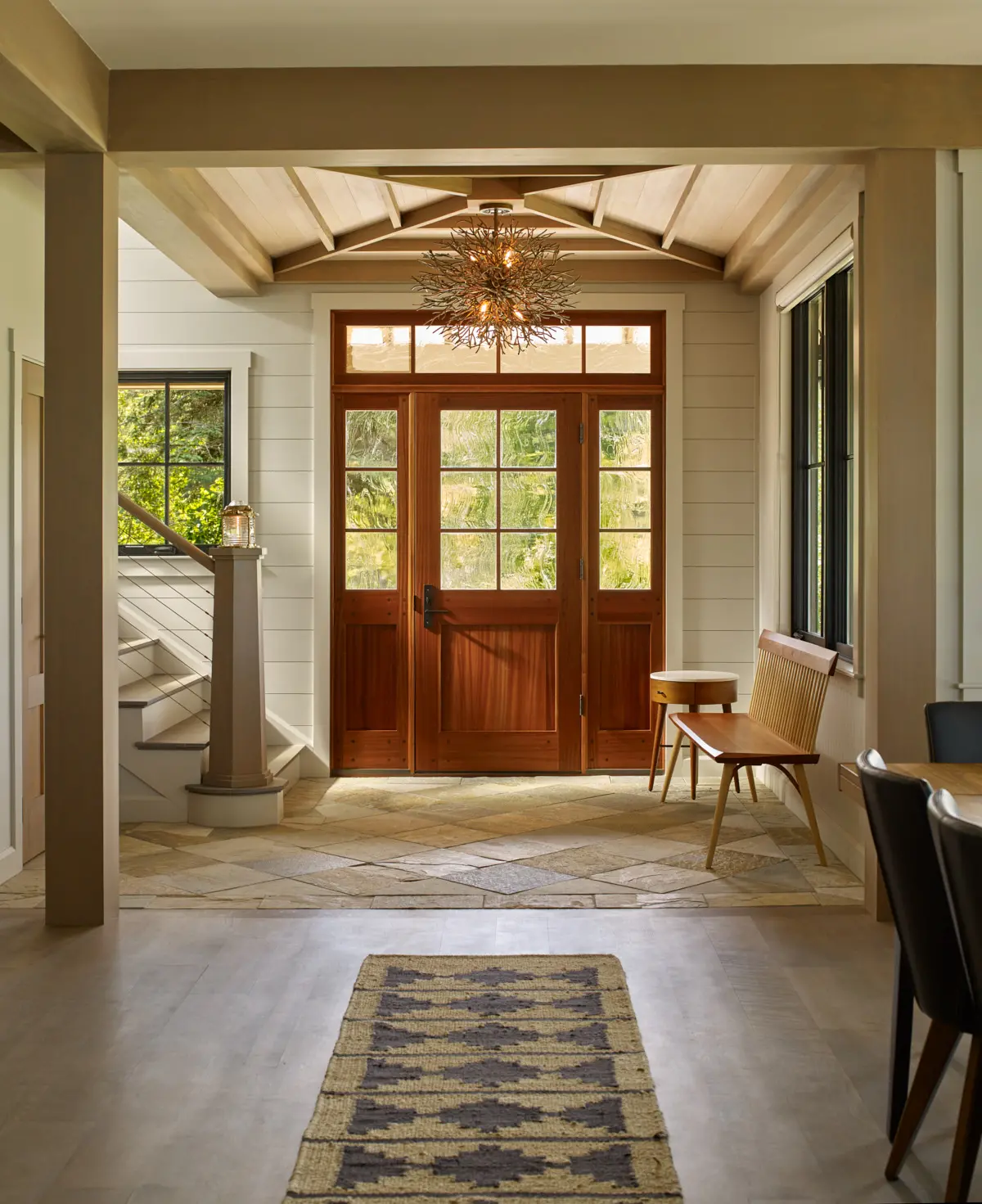 A view of the entryway with tile flooring.