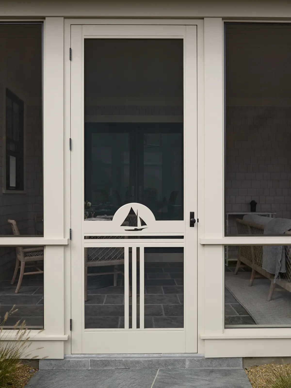 Sailboat detail in screen door